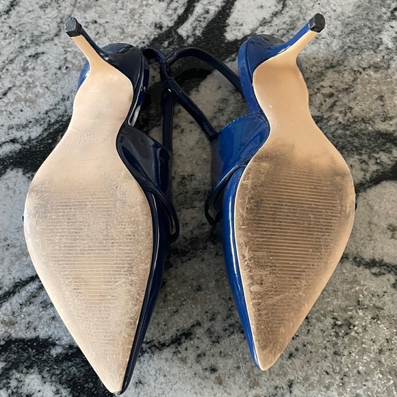 Marc Fisher Navy Patent Slingback Heels - Picture 2 of 3